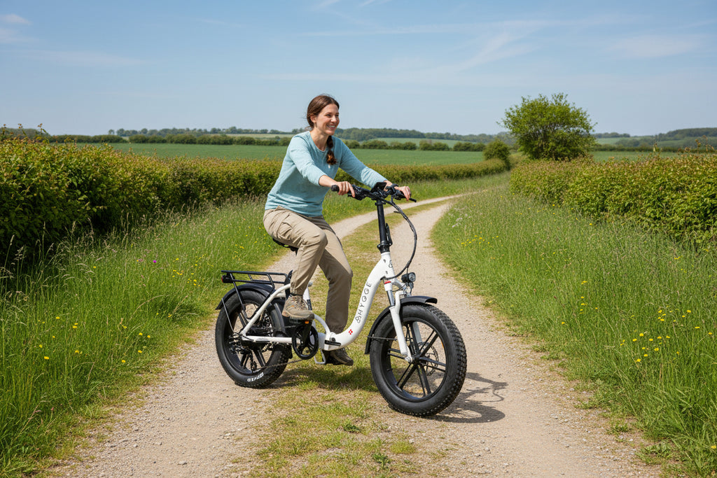 2026 Hygge Vester Step Through Folding Electric Bike White