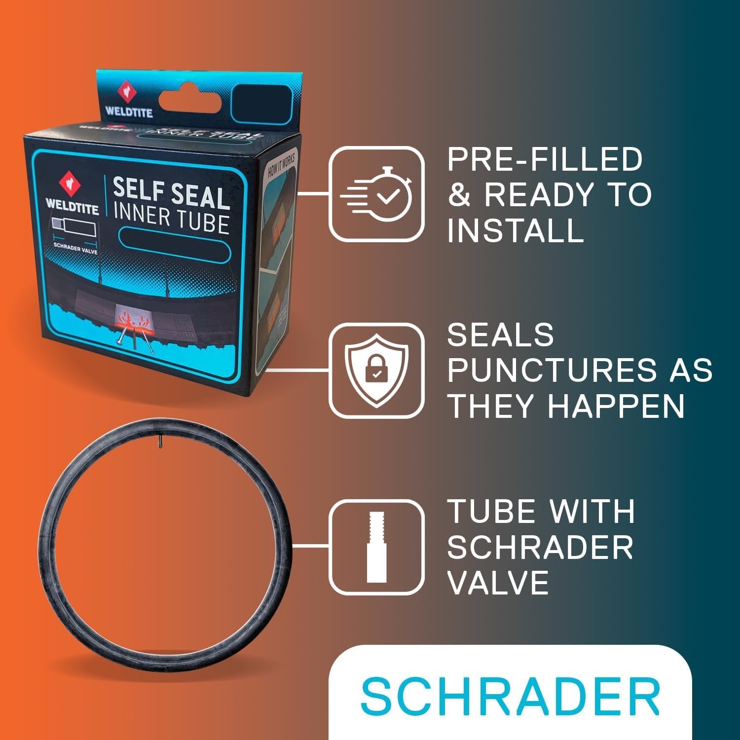 WELDTITE Schrader Valve Self Sealing 700 x 28-35