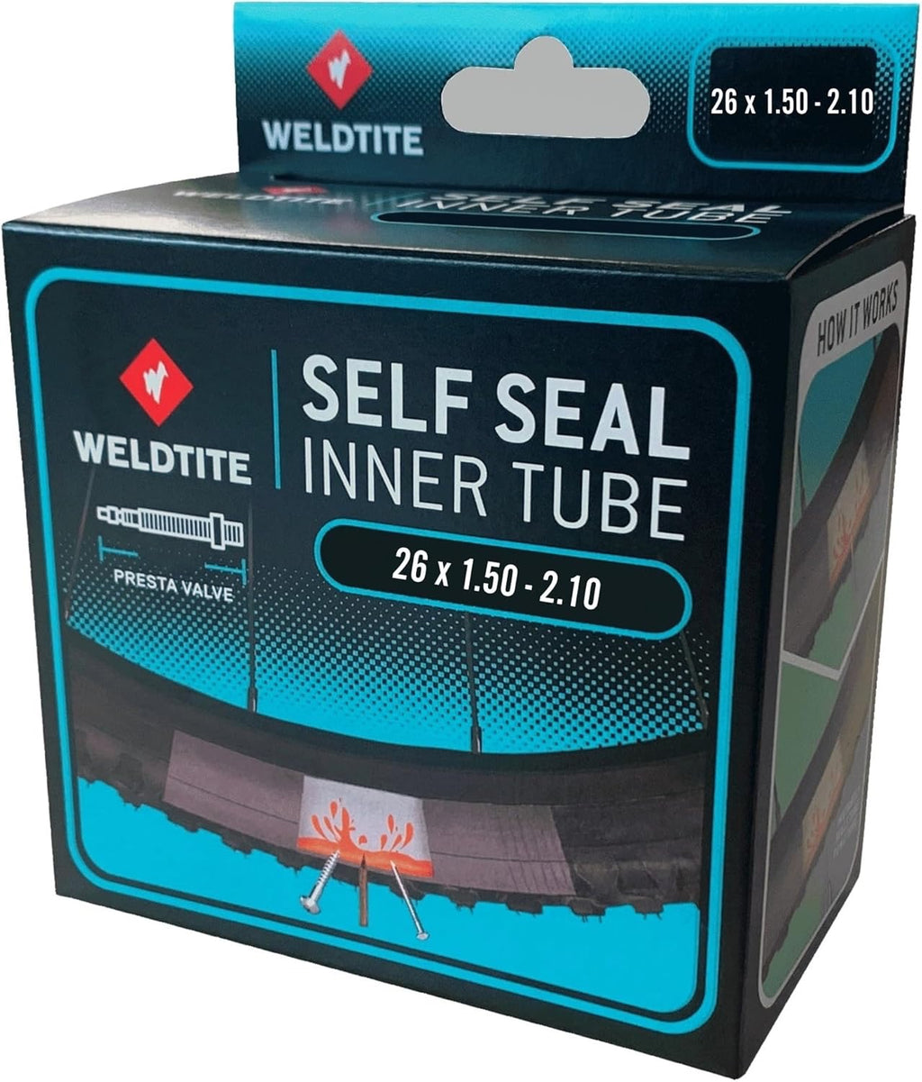 WELDTITE Presta Valve Self Sealing Bike Inner Tube,  26” x 1.50-1.75-2.125