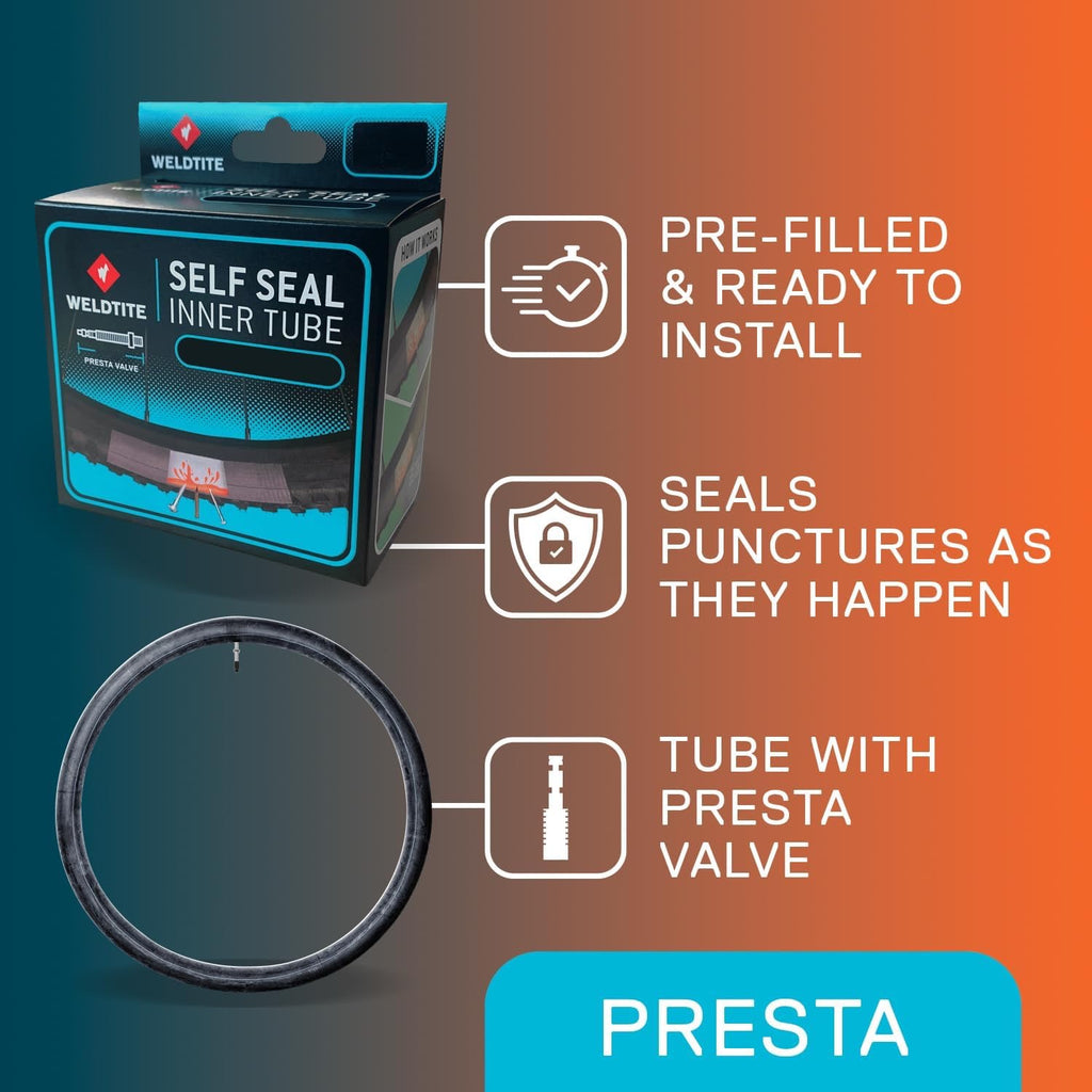 WELDTITE Presta Valve Self Sealing Bike Inner Tube,  26” x 1.50-1.75-2.125