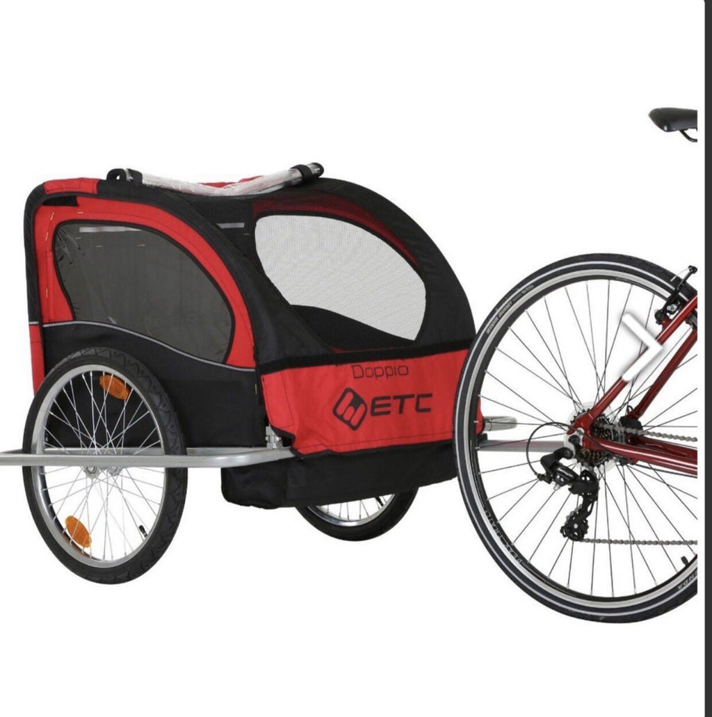 Doppio Bicycle Double Trailer  Red 20 inch Wheels