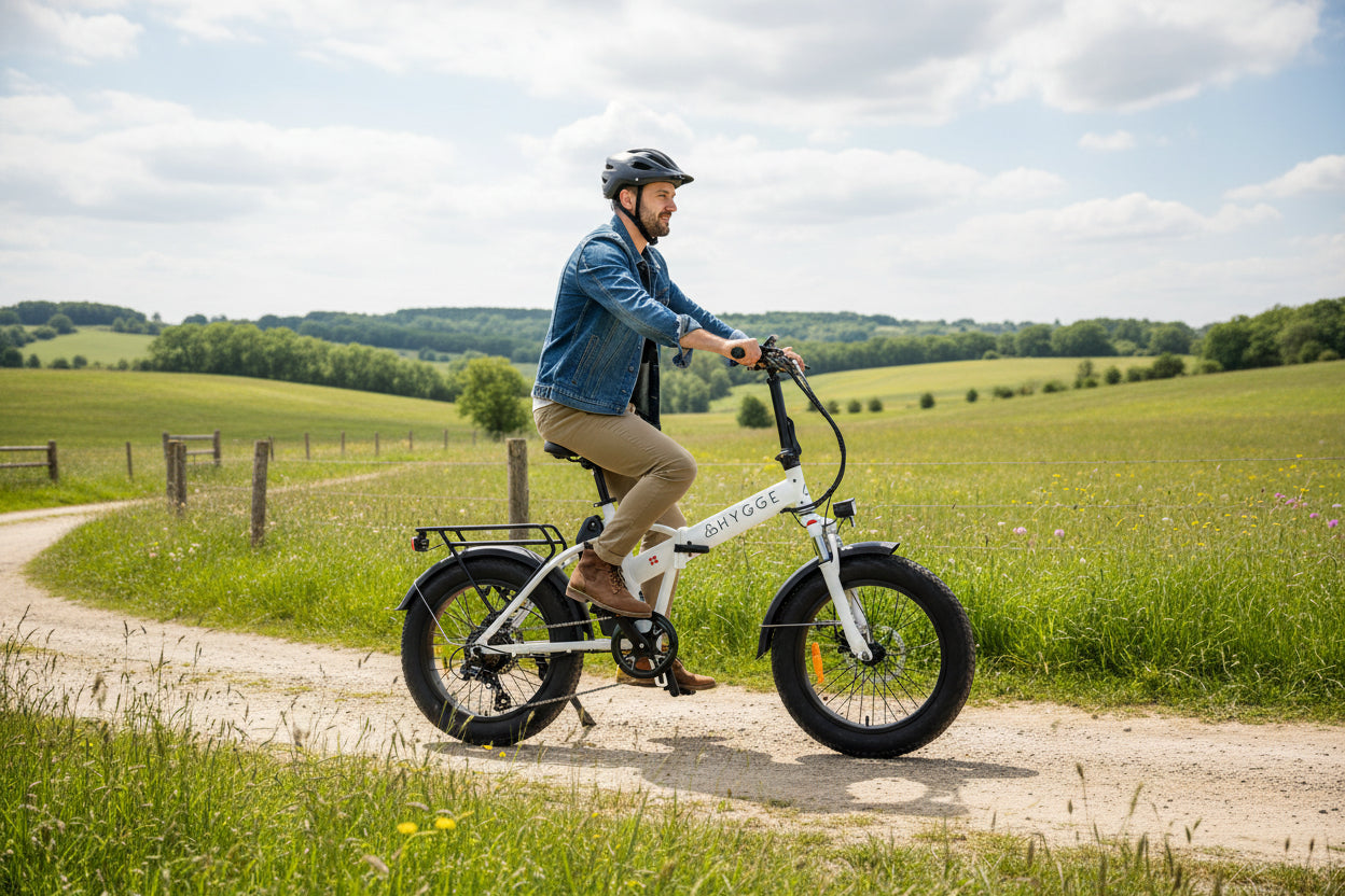 2026 Hygge Vester Crossbar Folding eBike White – Willow eBikes