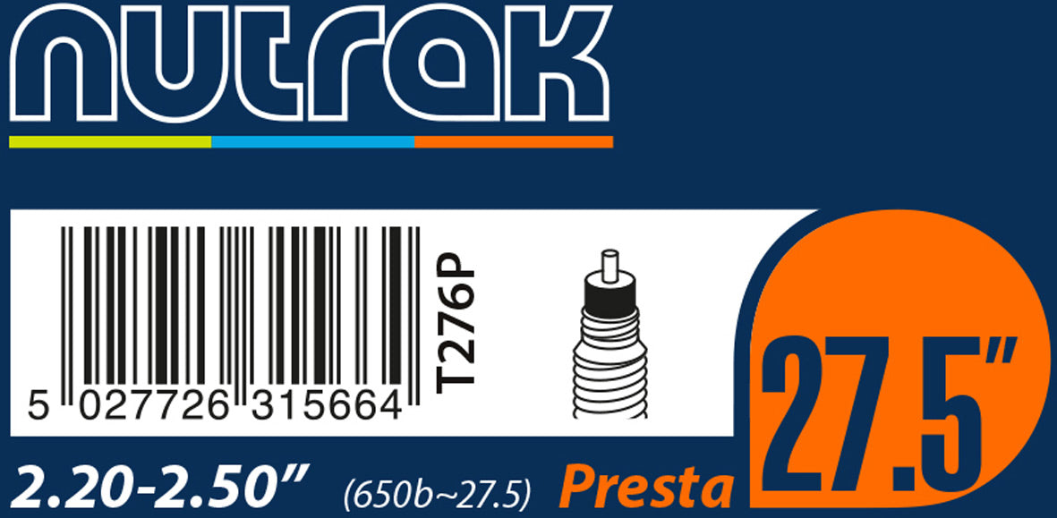 NUTRAK 2.5 or 650B x 55 - 64 Schrader inner tube 27.5" x 2.2 - 2.5 or 650B x 55 - 64 Schrader inner tube
